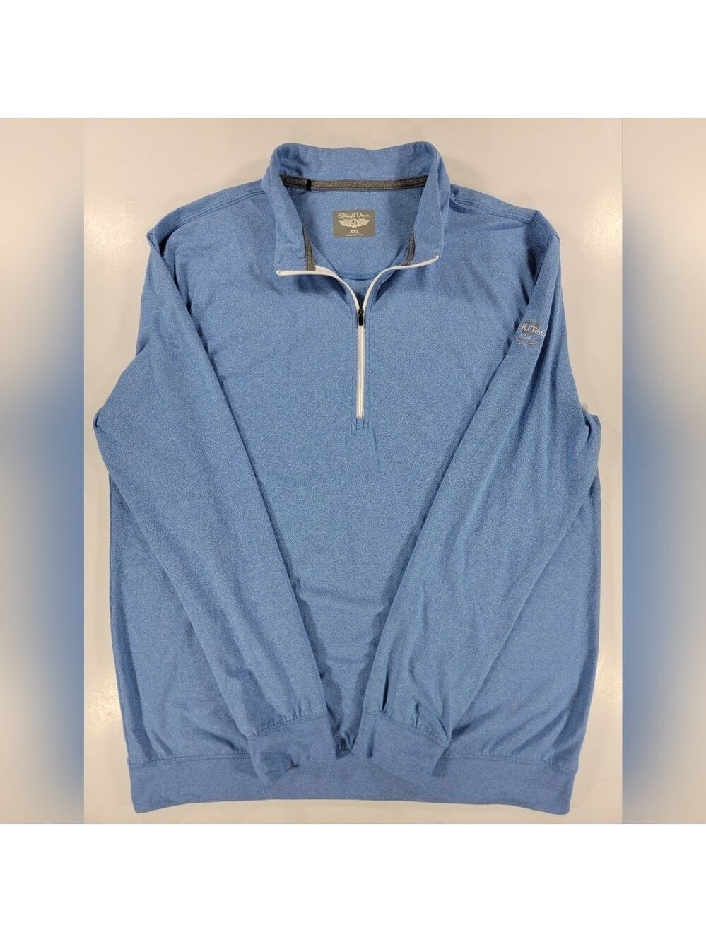 Straight Down 1/4 Zip Mens 2XL XXL Performance Pullover Golf Light Blue Heritage